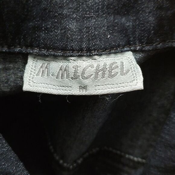 M. Michel  black cropped jean denim jacket  Sz M - Picture 5 of 6